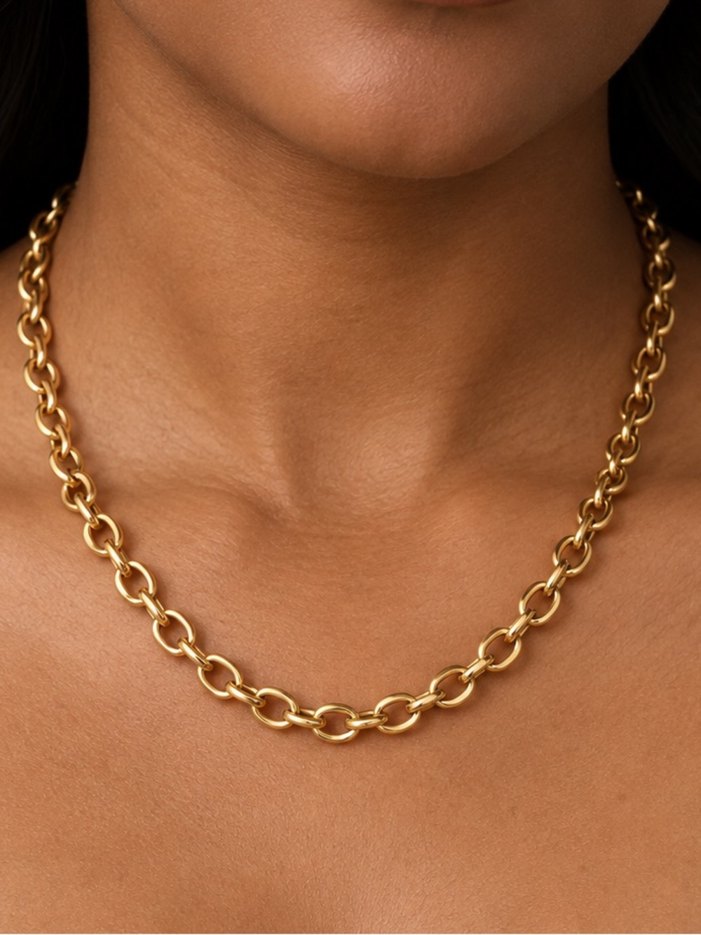Gold Chain Link Necklace - Women
